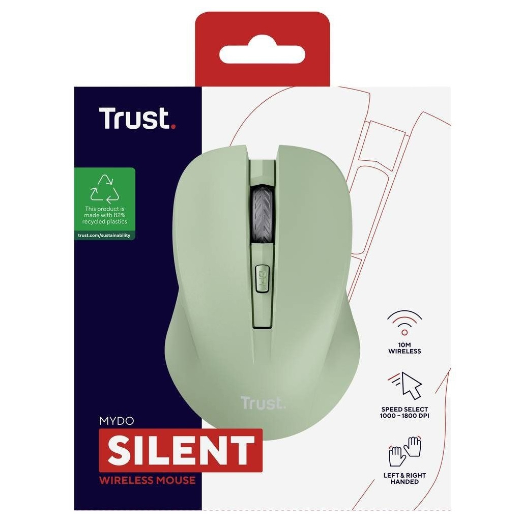 Мишка Trust Mydo Silent Wireless Green (25042) - фото 9 Мишка Trust Mydo Silent Wireless Green (25042) - фото 9