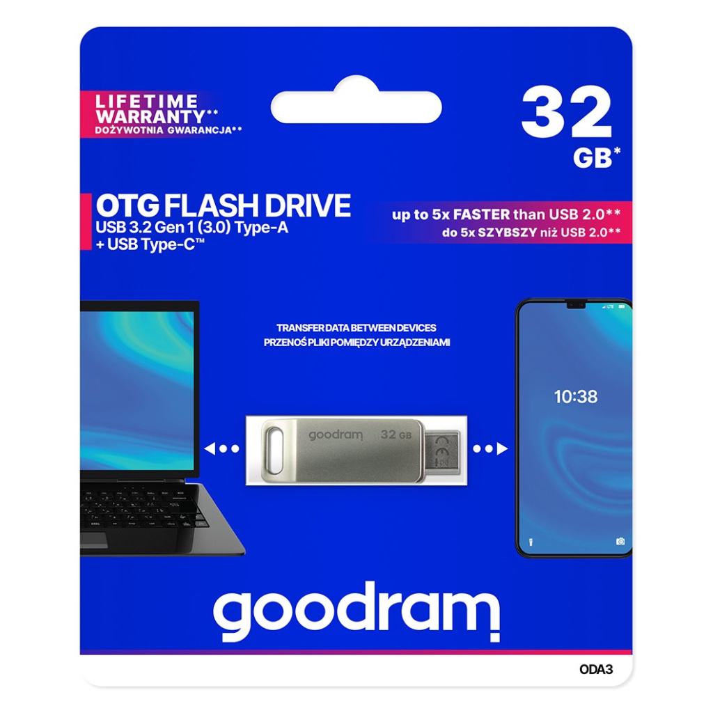 USB флеш накопичувач Goodram 32GB ODA3 Silver USB 3.0 / Type-C (ODA3-0320S0R11) - фото 5 USB флеш накопичувач Goodram 32GB ODA3 Silver USB 3.0 / Type-C (ODA3-0320S0R11) - фото 5