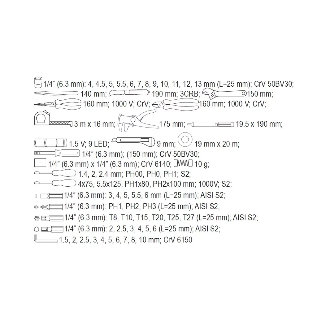 Набір інструментів Yato YT-39009 - фото 8 Набір інструментів Yato YT-39009 - фото 8