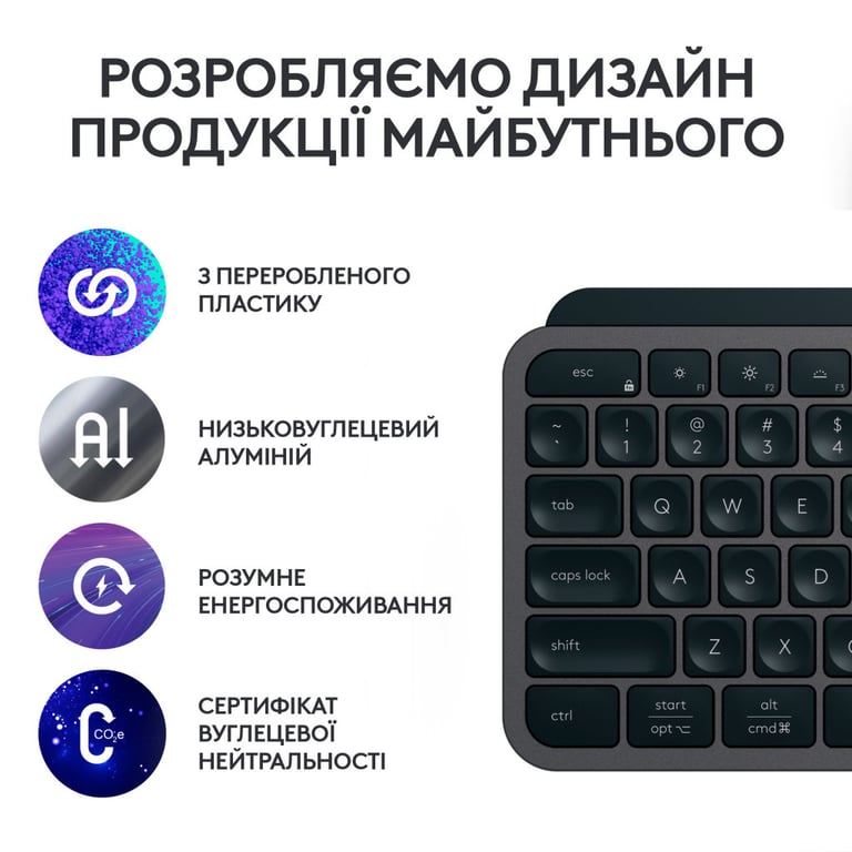 Клавіатура Logitech MX Keys S Wireless UA Graphite (920-011593) - фото 5