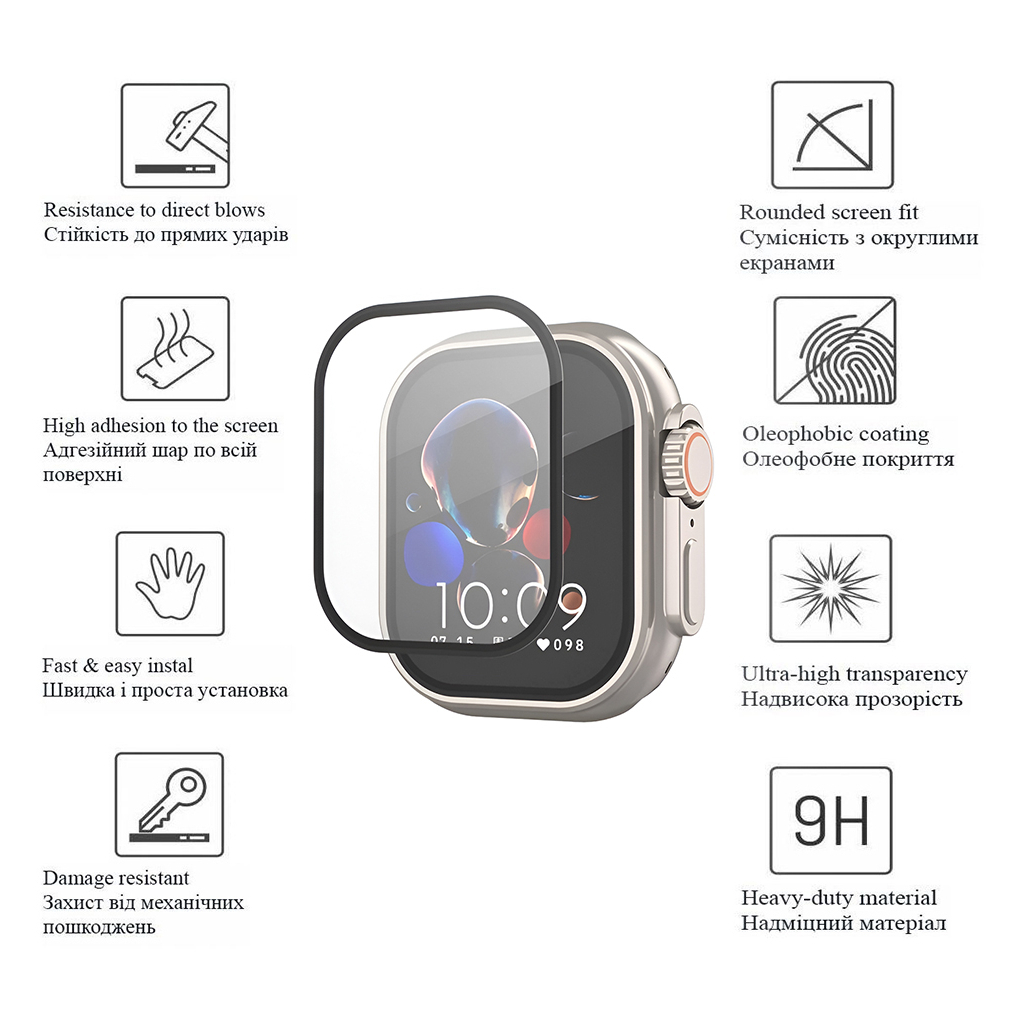 Скло захисне Drobak Apple Watch Ultra 2 49mm Black Frame A+ (323209) - фото 2 Скло захисне Drobak Apple Watch Ultra 2 49mm Black Frame A+ (323209) - фото 2