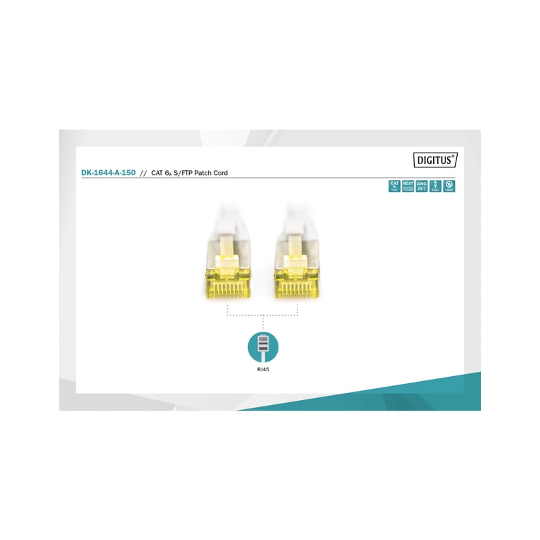 Патч-корд 15м, CAT 6a S-FTP, AWG 26/7, Cu, LSZH, grey Digitus (DK-1644-A-150) - фото 3