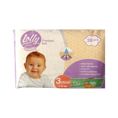 Підгузки Lolly Premium Soft Midi 3 (4-9 кг) 38 шт (4820174981150) - фото 1