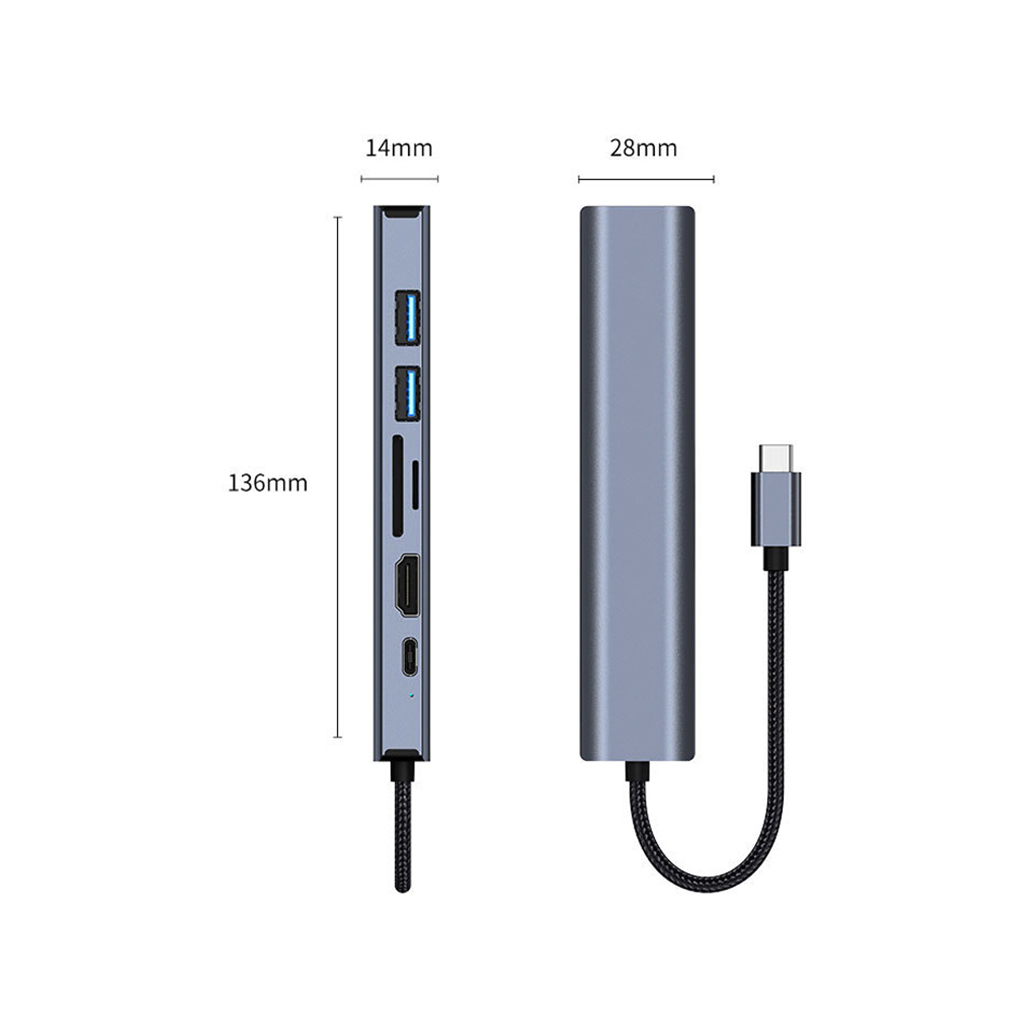 Концентратор Dynamode 7-in-1 USB-C to HDTV 4K/30Hz, 2хUSB3.0, RJ45, USB-C PD 100W, SD/MicroSD (BYL-2303) - фото 6 Концентратор Dynamode 7-in-1 USB-C to HDTV 4K/30Hz, 2хUSB3.0, RJ45, USB-C PD 100W, SD/MicroSD (BYL-2303) - фото 6