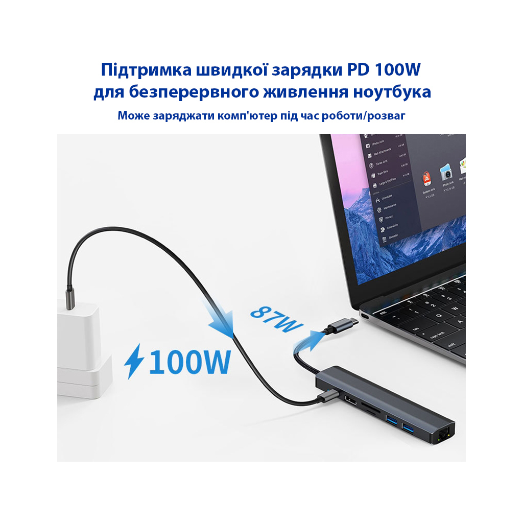 Концентратор Dynamode 7-in-1 USB-C to HDTV 4K/30Hz, 2хUSB3.0, RJ45, USB-C PD 100W, SD/MicroSD (BYL-2303) - фото 9 Концентратор Dynamode 7-in-1 USB-C to HDTV 4K/30Hz, 2хUSB3.0, RJ45, USB-C PD 100W, SD/MicroSD (BYL-2303) - фото 9