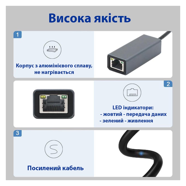 Перехідник USB 3.0 to RJ45 Gigabit Lan Dynamode (DM-AD-GLAN) - фото 4