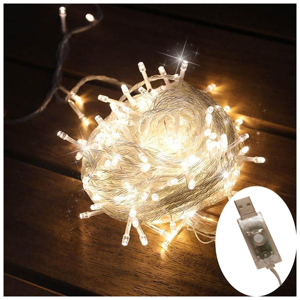 Гірлянда ColorWay LED 100 10м (8 функцій) теплий колір USB (CW-G-100L10U) - фото 2 Гірлянда ColorWay LED 100 10м (8 функцій) теплий колір USB (CW-G-100L10U) - фото 2