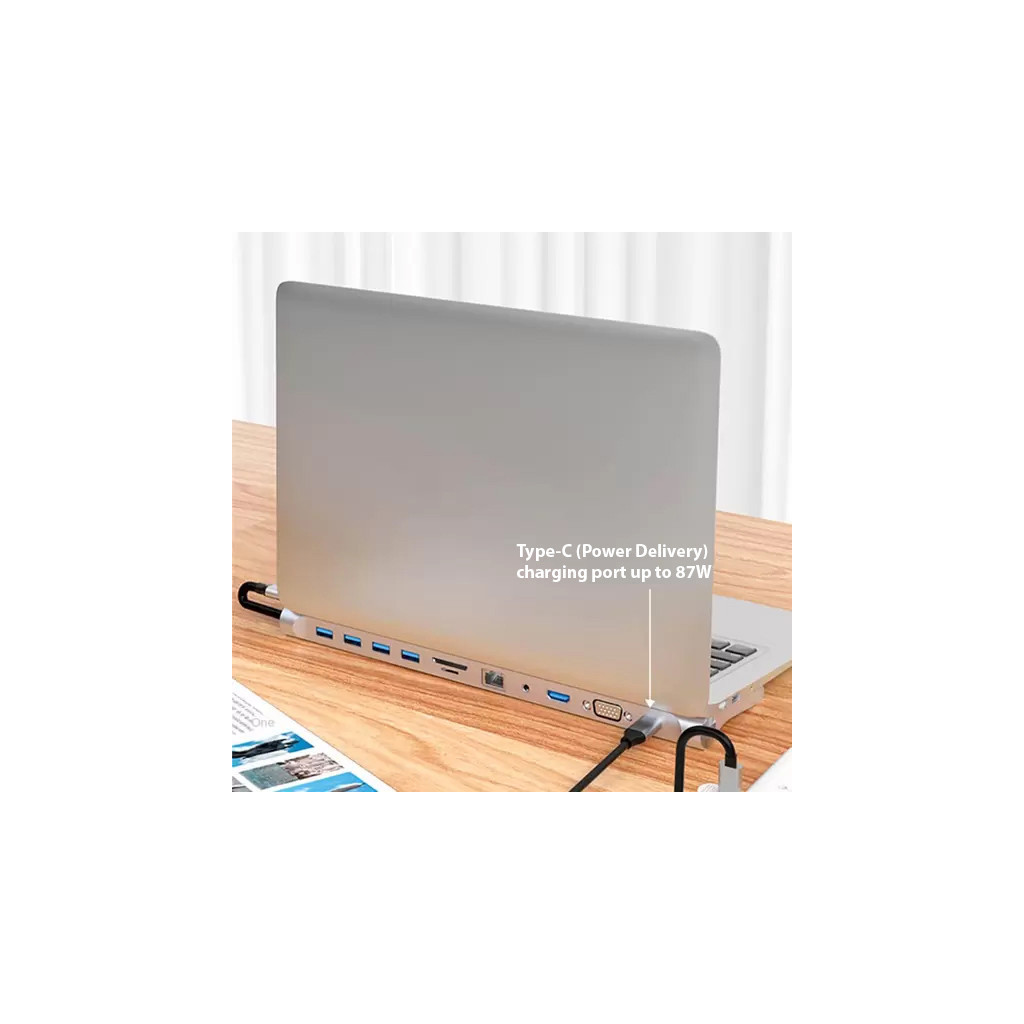 Порт-реплікатор Dynamode 11-in-1 USB-C to HDTV 4K/30Hz, VGA, 1хUSB3.0, RJ45, Type-C PD, Audio, SD/MicroSD (BYL-2003) - фото 6 Порт-реплікатор Dynamode 11-in-1 USB-C to HDTV 4K/30Hz, VGA, 1хUSB3.0, RJ45, Type-C PD, Audio, SD/MicroSD (BYL-2003) - фото 6