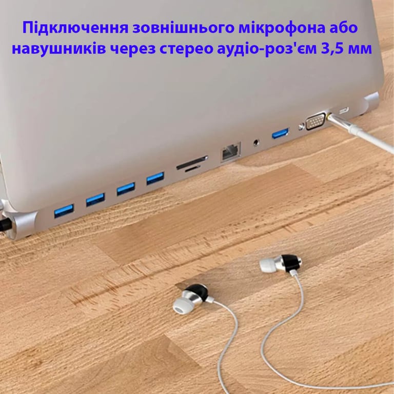 Порт-реплікатор Dynamode 11-in-1 USB-C to HDTV 4K/30Hz, VGA, 1хUSB3.0, RJ45, Type-C PD, Audio, SD/MicroSD (BYL-2003) - фото 9