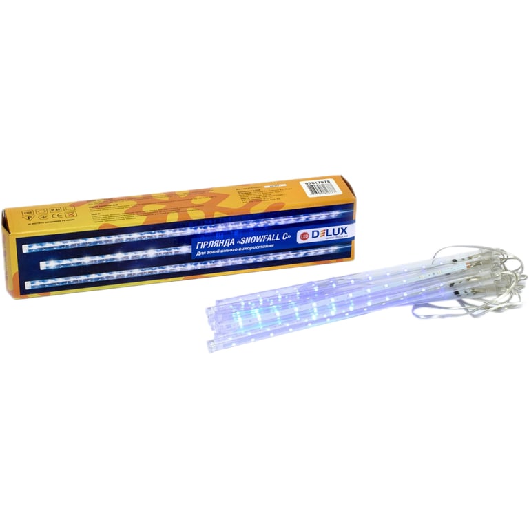 Гірлянда Delux Snowfall C 192LED 8х0.3 м IP44 EN Синя/Прозора (90017978) - фото 1