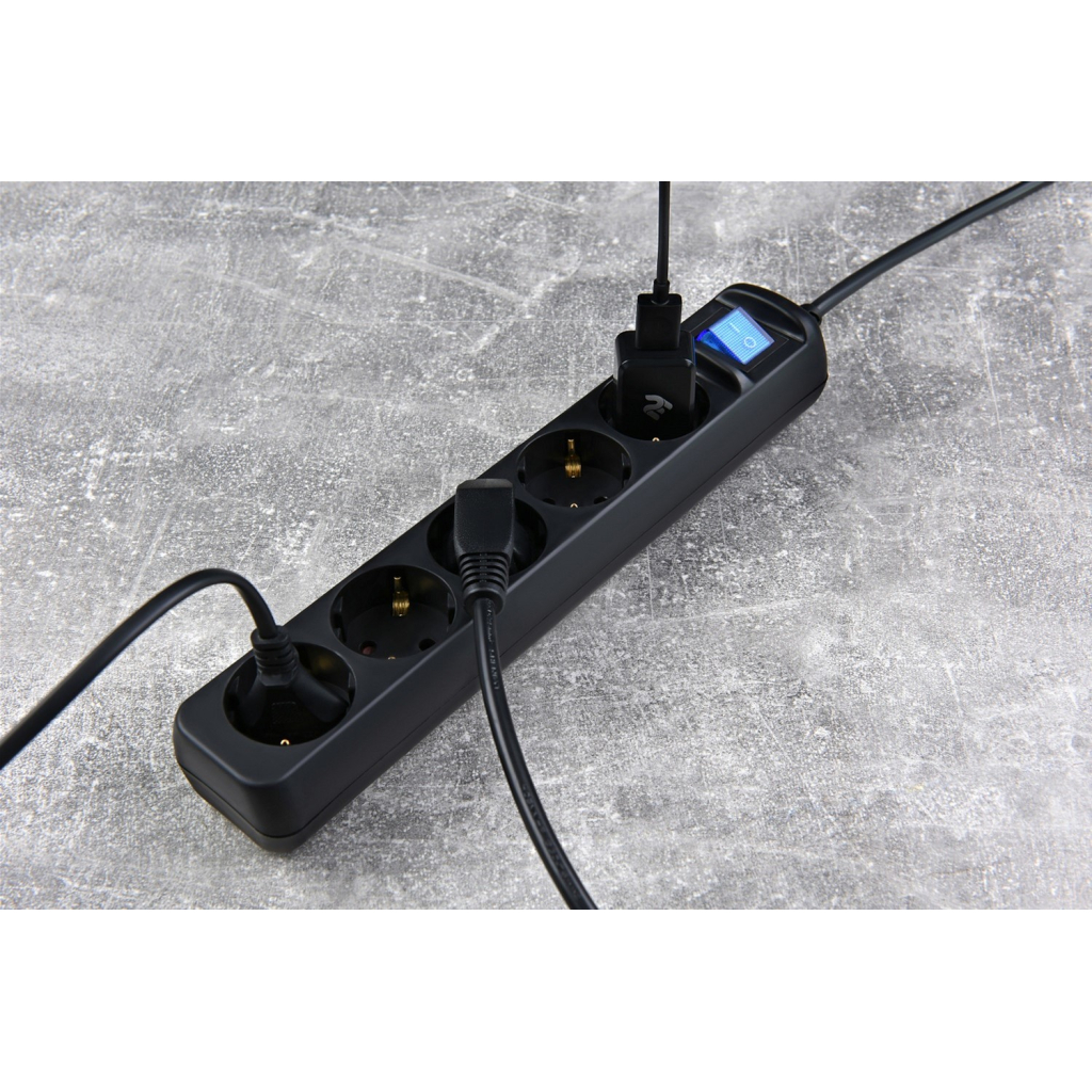 Мережевий фільтр живлення 2E 5xSchuko, 3м black (2E-U05ESM3BK) - фото 5 Мережевий фільтр живлення 2E 5xSchuko, 3м black (2E-U05ESM3BK) - фото 5