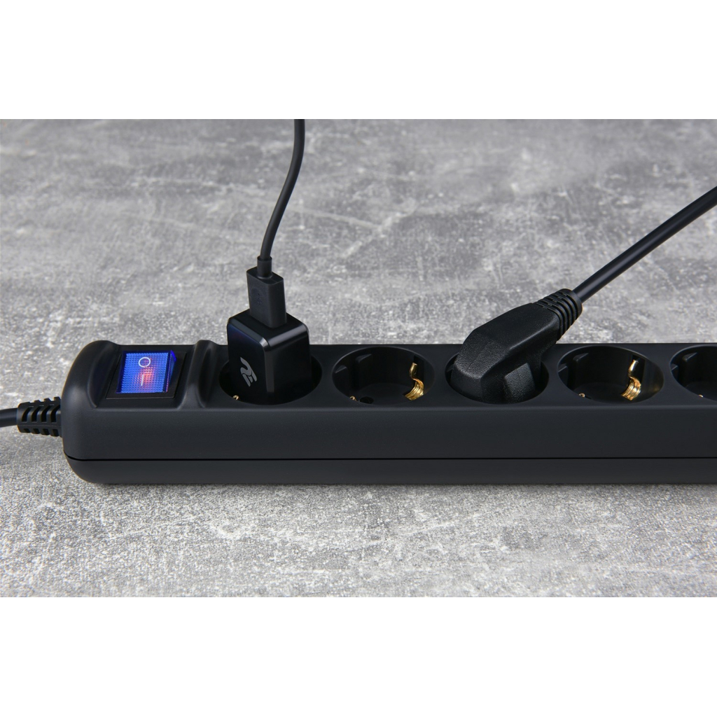 Мережевий фільтр живлення 2E 5xSchuko, 3м black (2E-U05ESM3BK) - фото 6 Мережевий фільтр живлення 2E 5xSchuko, 3м black (2E-U05ESM3BK) - фото 6