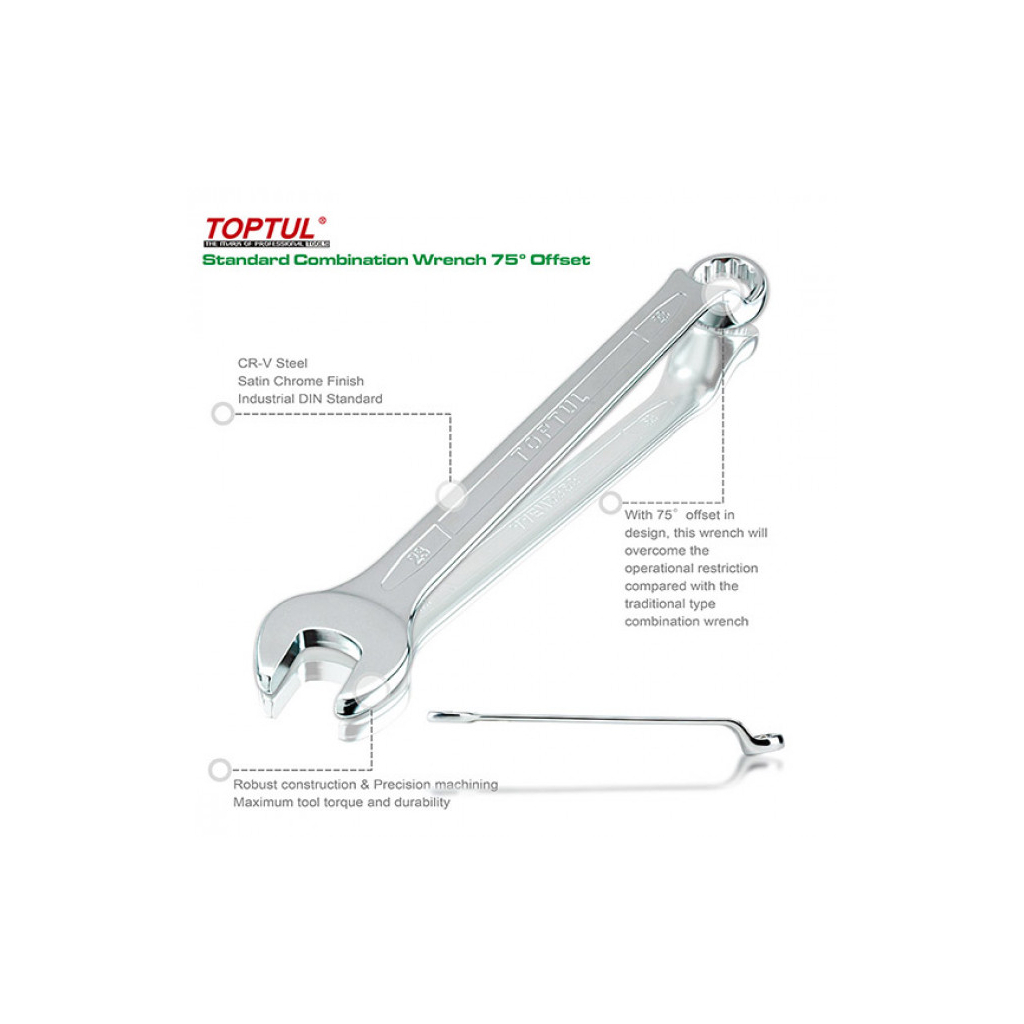 Ключ Toptul гайковий комбінований (кут 75 °) 12мм (AAEN1212) - фото 3 Ключ Toptul гайковий комбінований (кут 75 °) 12мм (AAEN1212) - фото 3