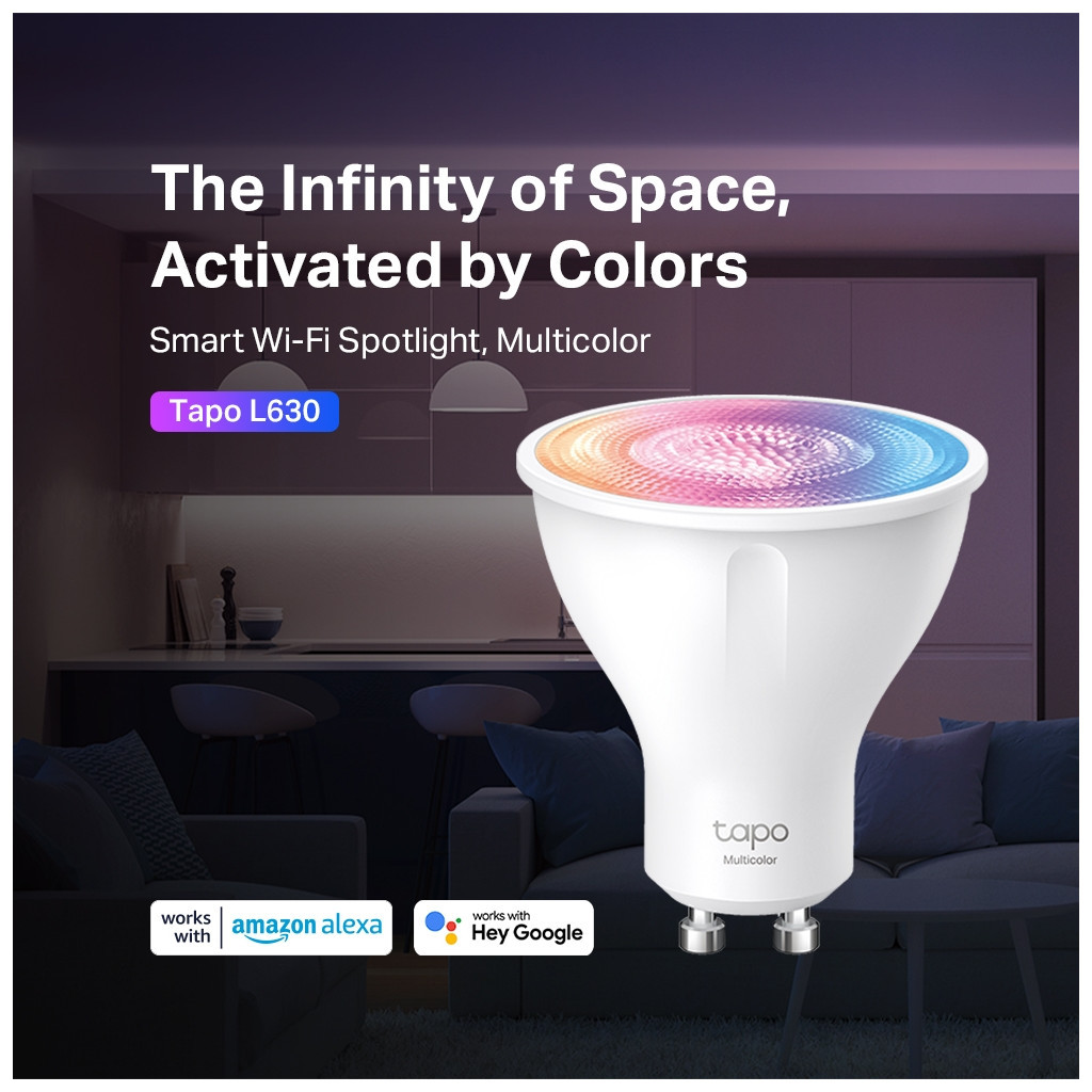 Розумна лампочка TP-Link Tapo L630 N300 GU10 (TAPO-L630) - фото 2 Розумна лампочка TP-Link Tapo L630 N300 GU10 (TAPO-L630) - фото 2