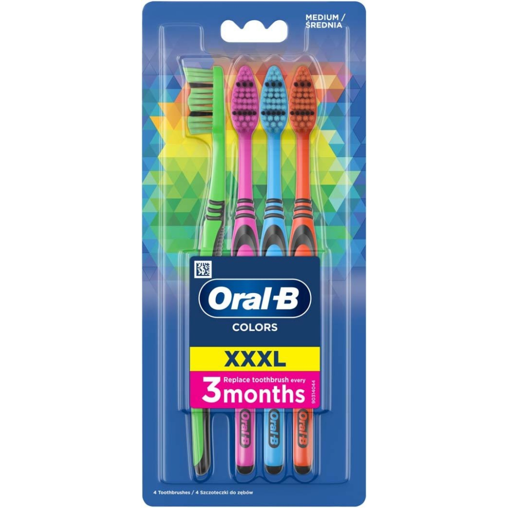 Зубна щітка Oral-B Colors Середньої жорсткості 4 шт. (8001090675521) - фото 2 Зубна щітка Oral-B Colors Середньої жорсткості 4 шт. (8001090675521) - фото 2