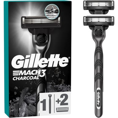Бритва Gillette Mach3 Charcoal Деревне вугілля З 2 змінними картриджами (8700216074308) - фото 1