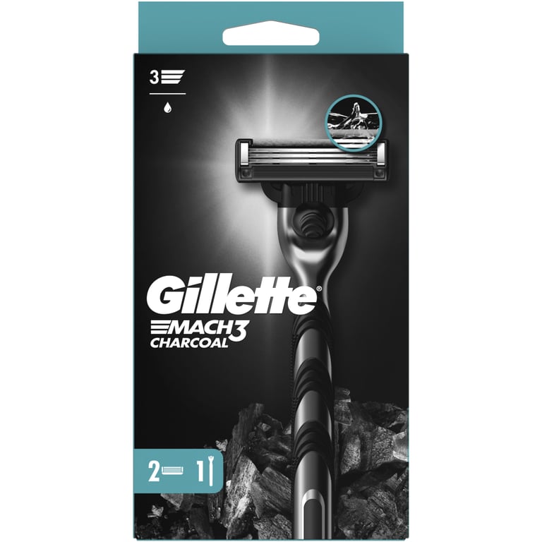 Бритва Gillette Mach3 Charcoal Деревне вугілля З 2 змінними картриджами (8700216074308) - фото 2