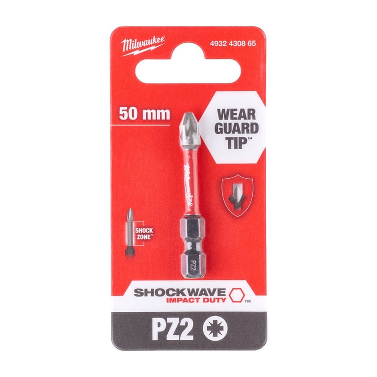 Біта для шуруповерта Milwaukee SHOCKWAVE, PZ2, 50мм 1шт (4932430865) - фото 3