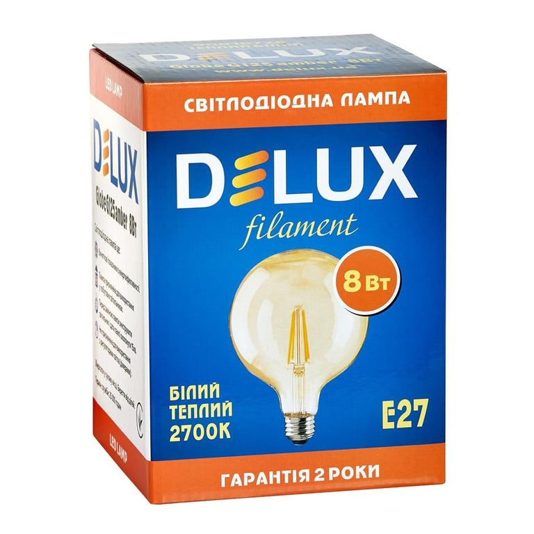 Лампочка Delux Globe G125 8Вт E27 2700К amber filament (90016726) - фото 2
