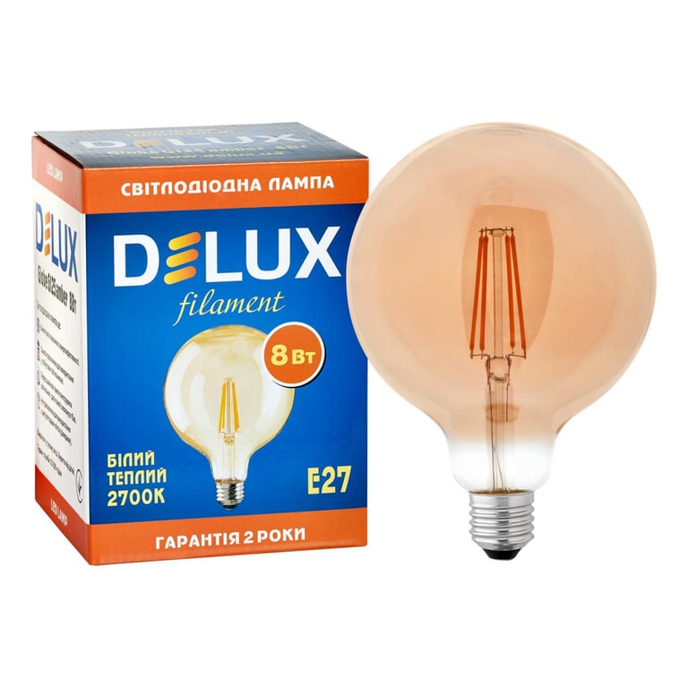 Лампочка Delux Globe G125 8Вт E27 2700К amber filament (90016726) - фото 3