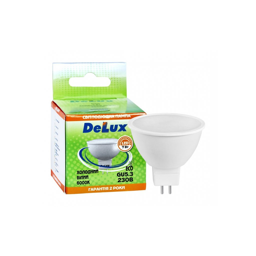 Лампочка Delux JCDR 7Вт 6000K 220В GU5.3 (90021353) - фото 2 Лампочка Delux JCDR 7Вт 6000K 220В GU5.3 (90021353) - фото 2