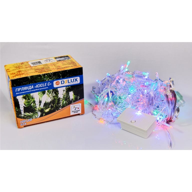 Гірлянда Delux ICICLE 100 LED C 3.2х0.7 м Мульти/Прозорий IP20 (90015254) - фото 1