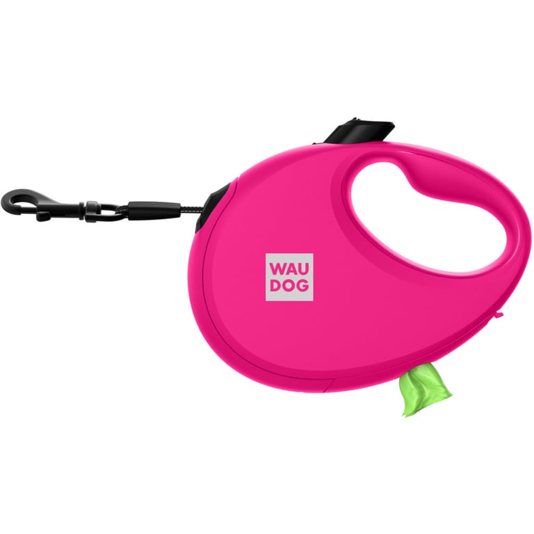 Повідець для собак WAUDOG R-leash з контейнером для пакетів M до 20 кг 5 м рожевий (26287) - фото 3