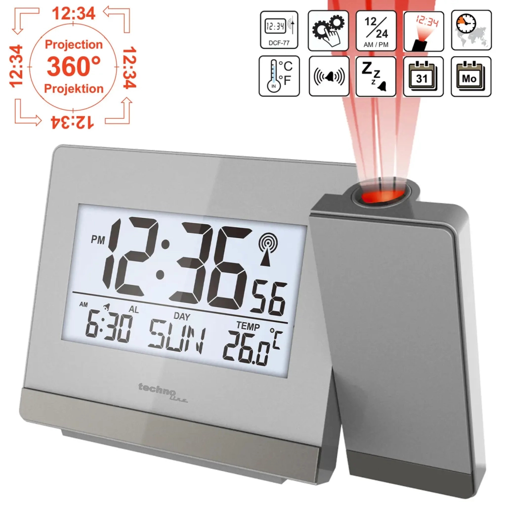 Настільний годинник Technoline WT538 проекційний Silver/Anthracite (DAS301198) - фото 7 Настільний годинник Technoline WT538 проекційний Silver/Anthracite (DAS301198) - фото 7