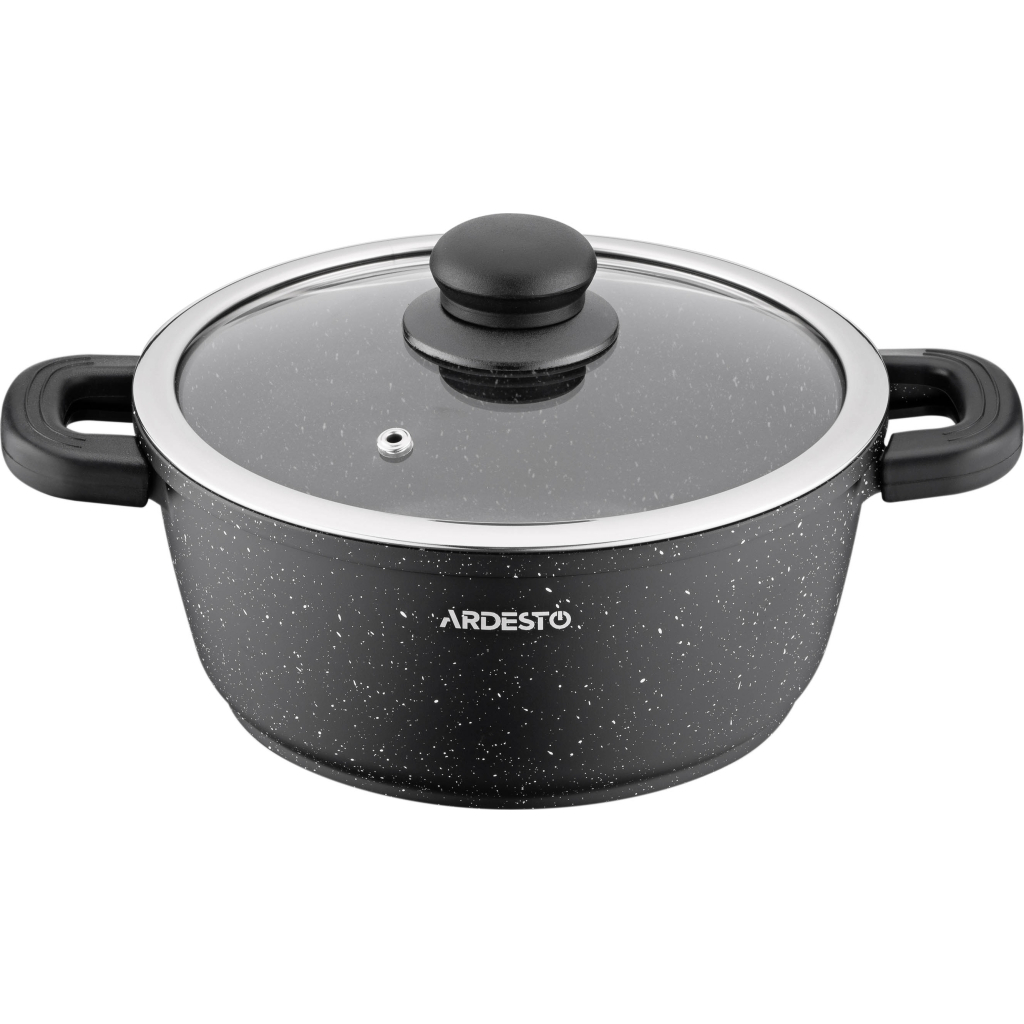 Каструля Ardesto Gemini Anzio скляна кришка 20 см 2,5 л чорна (AR2420GE)