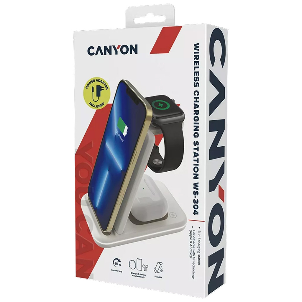 Зарядний пристрій Canyon WS-304 Foldable 3in1 Wireless charger Cosmic Latte (CNS-WCS304CL) - фото 6 Зарядний пристрій Canyon WS-304 Foldable 3in1 Wireless charger Cosmic Latte (CNS-WCS304CL) - фото 6