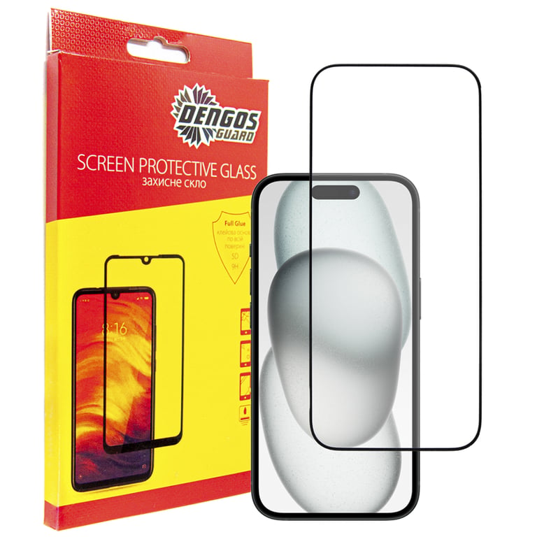 Скло захисне Dengos Full Glue iPhone 15 Pro Max (black) (TGFG-321) - фото 1