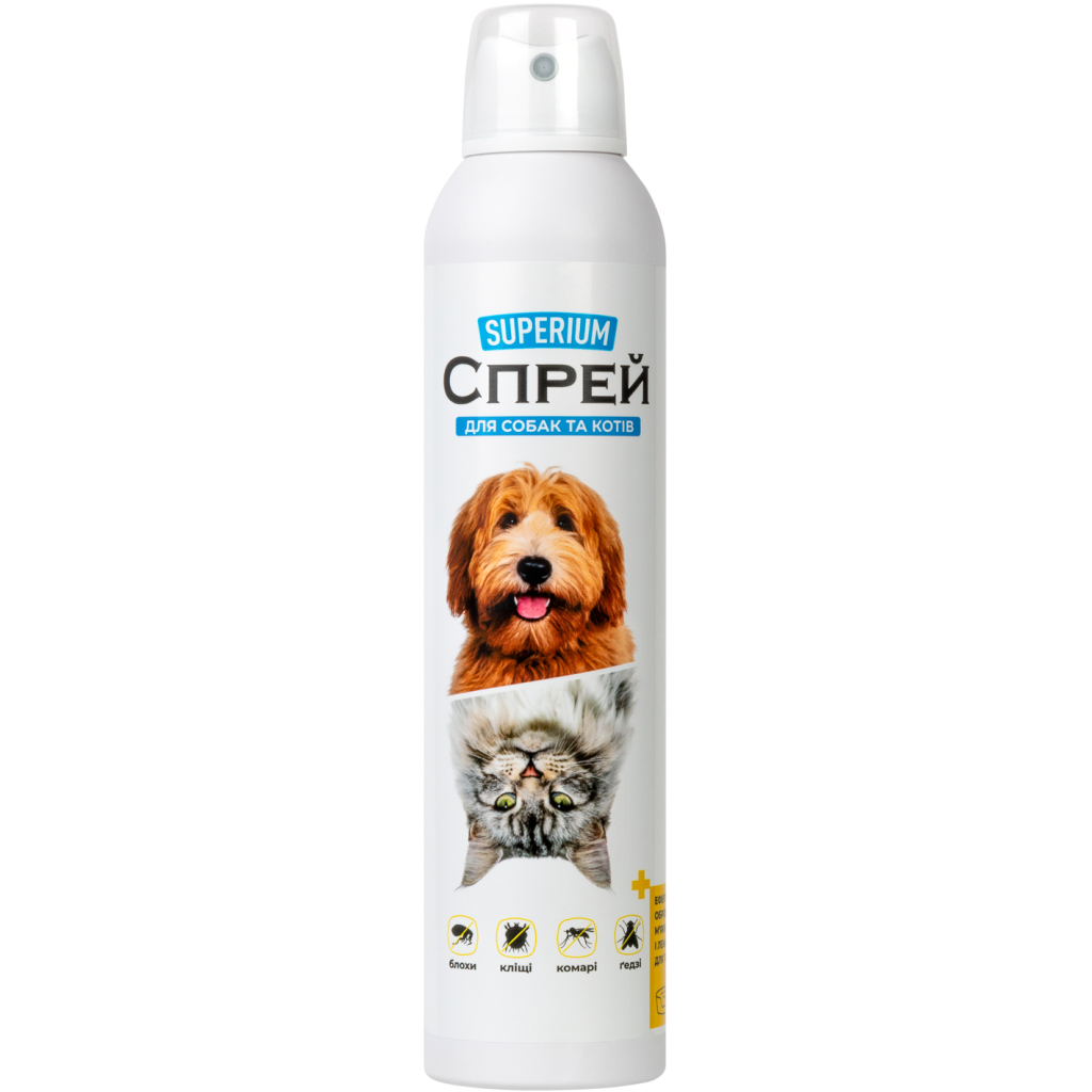 Спрей для тварин Superium від кліщів, бліх, комарів та ґедзів 300 мл (9129) - фото 1 Спрей для тварин Superium від кліщів, бліх, комарів та ґедзів 300 мл (9129) - фото 1