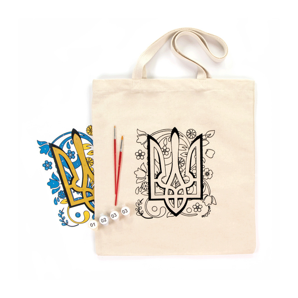 Набір для творчості Rosa екосумка-розмальовка Тризуб 38х42см (4823098537847) Набір для творчості Rosa екосумка-розмальовка Тризуб 38х42см (4823098537847)