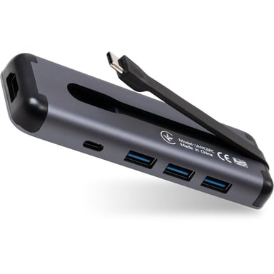 Концентратор Vinga USB-C 3.1 to HDMI+3xUSB3.0+PD100W+USB-C foldable cable (VHYC6FC) - фото 1