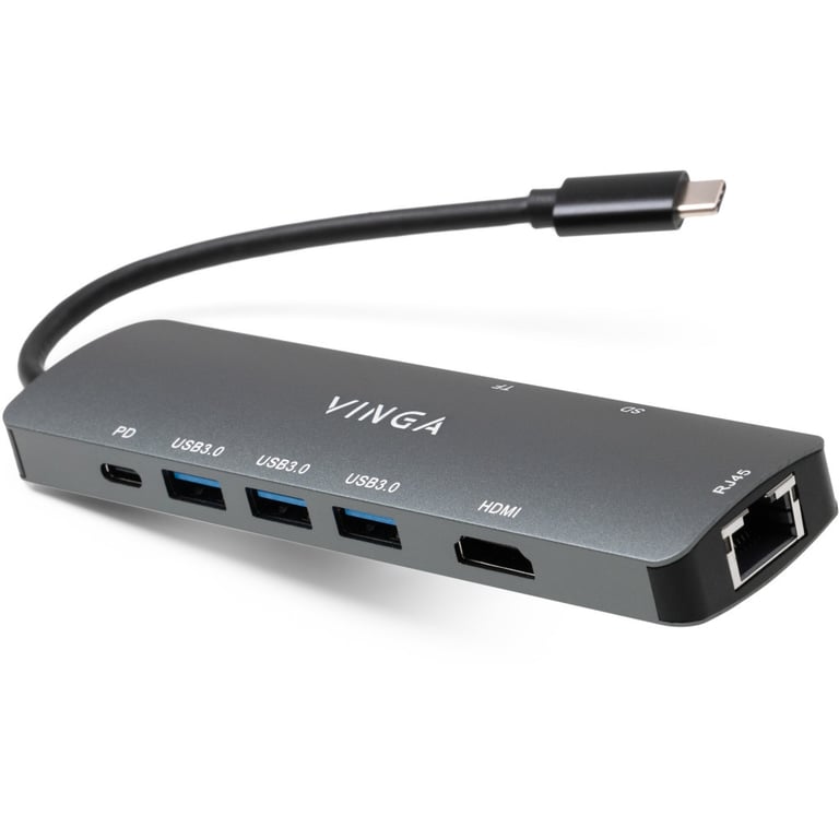 Концентратор Vinga USB-C 3.1 to HDMI+RJ45_1Gbps+3xUSB3.0+SD/TF+PD100W (VHYC8) - фото 1