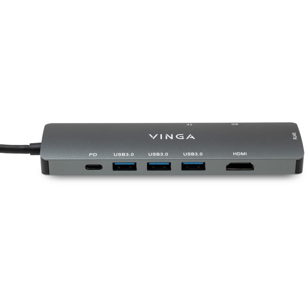 Концентратор Vinga USB-C 3.1 to HDMI+RJ45_1Gbps+3xUSB3.0+SD/TF+PD100W (VHYC8) - фото 5 Концентратор Vinga USB-C 3.1 to HDMI+RJ45_1Gbps+3xUSB3.0+SD/TF+PD100W (VHYC8) - фото 5