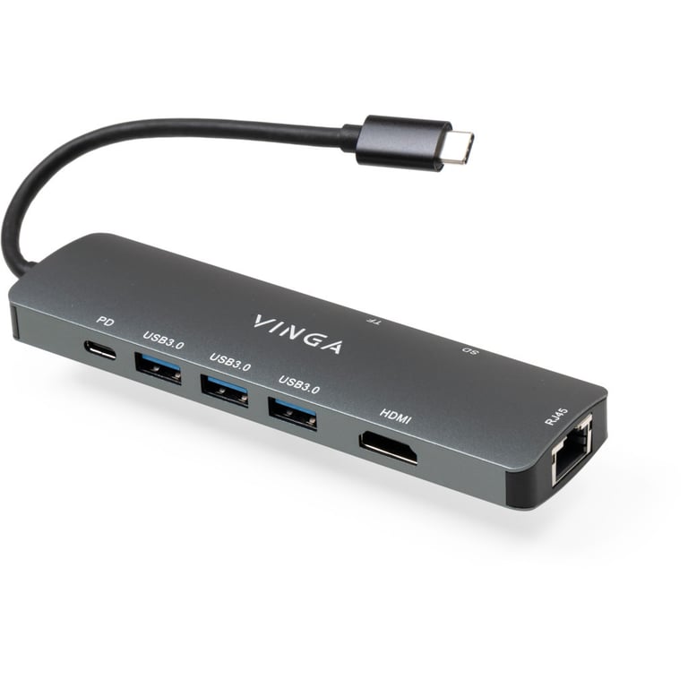 Концентратор Vinga USB-C 3.1 to HDMI+RJ45_1Gbps+3xUSB3.0+SD/TF+PD100W (VHYC8) - фото 8