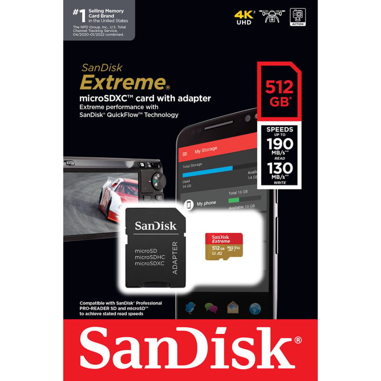 Карта пам'яті SanDisk 512GB microSD class 10 UHS-I U3 V30 Extreme (SDSQXAV-512G-GN6MA) - фото 5