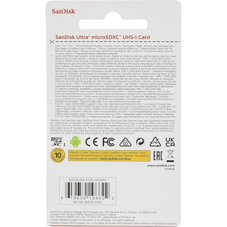 Карта пам'яті SanDisk 512GB microSDXC class 10 UHS-I Ultra (SDSQUNR-512G-GN3MN) - фото 3