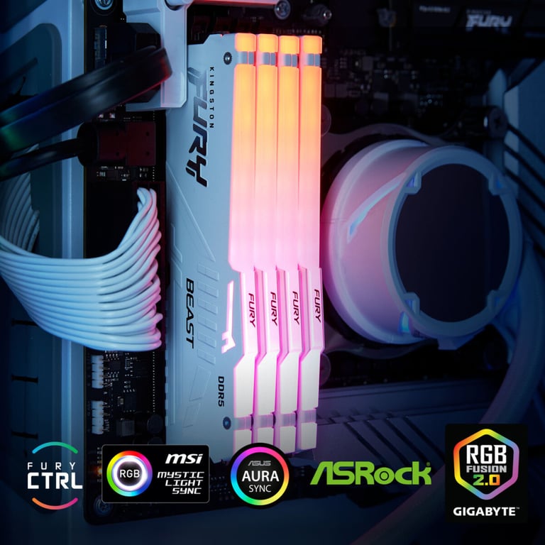 Модуль пам'яті для комп'ютера DDR5 32GB 6000 MHz Beast AM5 RGB White Kingston Fury (ex.HyperX) (KF560C36BWEA-32) - фото 4