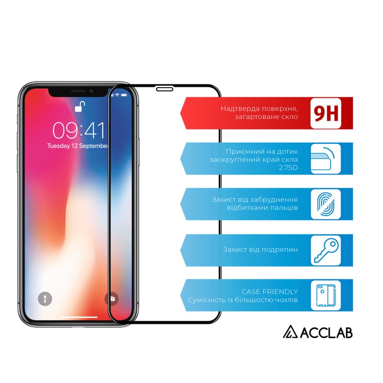 Скло захисне ACCLAB Full Glue ESD Apple Iphone X/XS/11 Pro (1283126532139) - фото 2