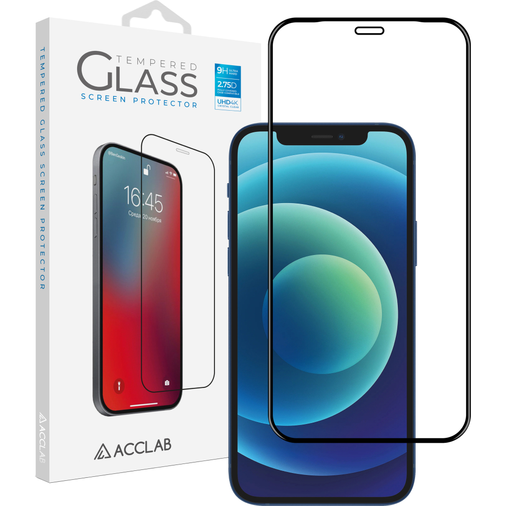 Скло захисне ACCLAB Full Glue Apple iPhone 12 (1283126508219) - головне фото