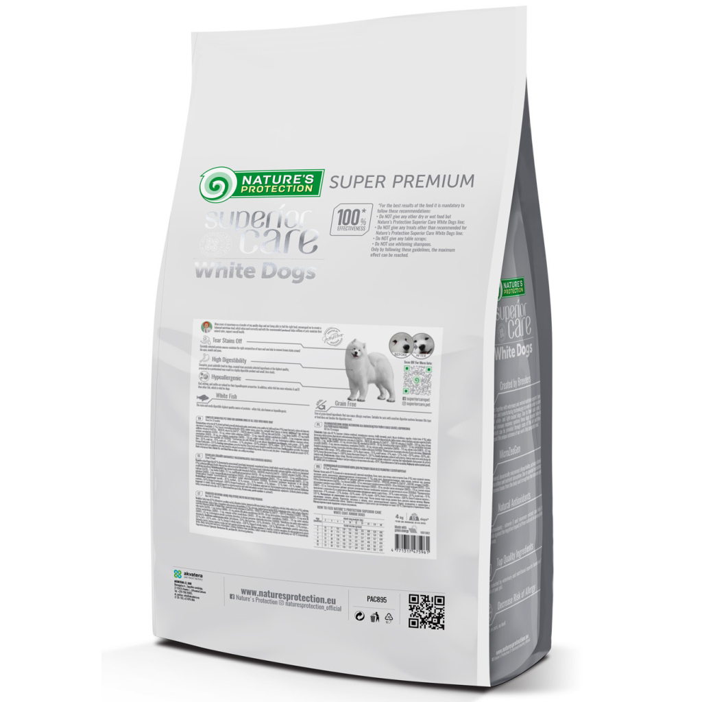 Сухий корм для собак Nature's Protection Superior Care White Dogs Grain Free White Fish Junior All Sizes 4 кг (NPSC47596) - фото 2 Сухий корм для собак Nature's Protection Superior Care White Dogs Grain Free White Fish Junior All Sizes 4 кг (NPSC47596) - фото 2