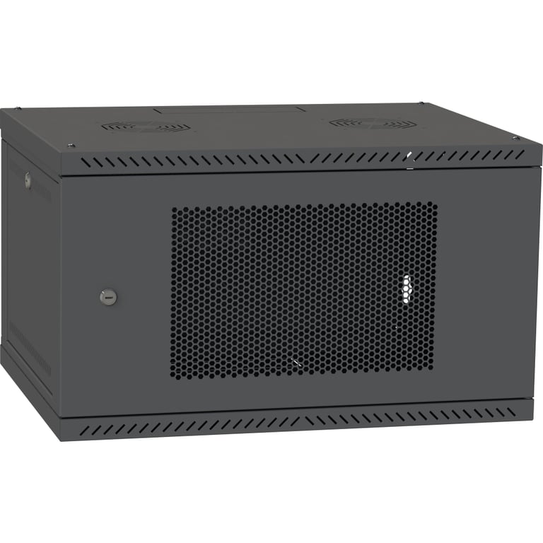Шафа настінна Ipcom 6U, 600*600, перфоровані дверцята, RAL9005 (СН-6U-060х060-ДП-9005) - фото 1