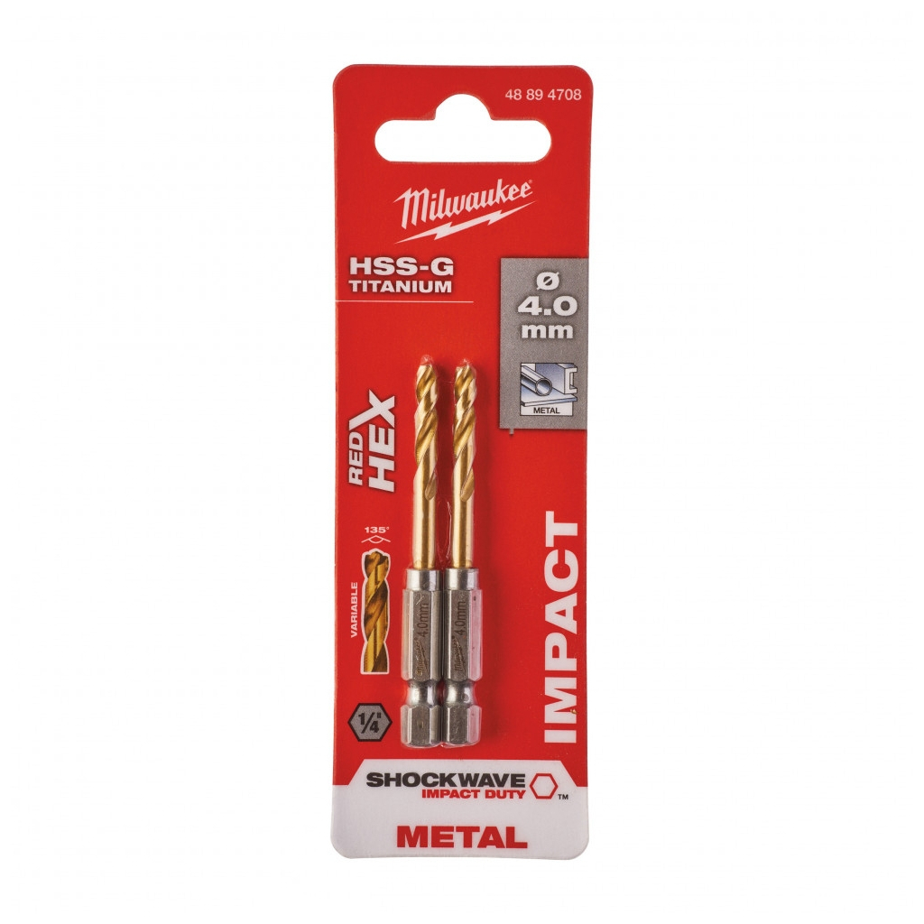 Свердло Milwaukee по металу RedHEX HSS-G TiN, 4,0 мм, (2шт) (48894708) - фото 3 Свердло Milwaukee по металу RedHEX HSS-G TiN, 4,0 мм, (2шт) (48894708) - фото 3