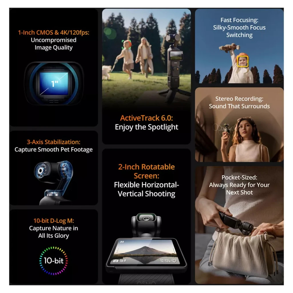 Стедікам DJI Osmo Pocket 3 Creator Combo (CP.OS.00000302.01 / 02) - фото 11 Стедікам DJI Osmo Pocket 3 Creator Combo (CP.OS.00000302.01 / 02) - фото 11