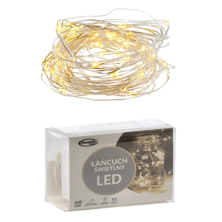 Гірлянда Chomik Гірлянда-струна 6,2 м, 60 LED теплий білий, 3АА батар., ІР44 (5900779802650) - фото 4