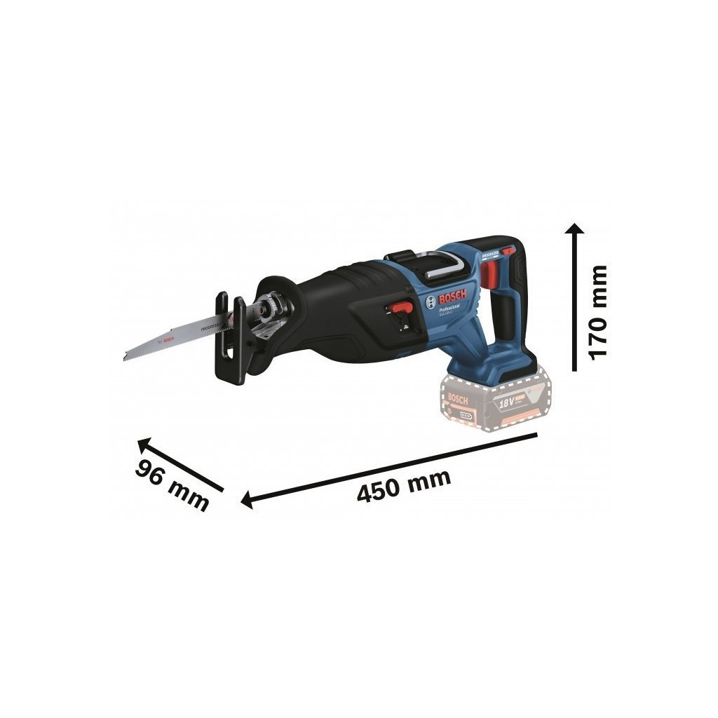 Шабельна пила Bosch GSA 185-LI, 18 В, пропил 230мм, хід 28мм (без АКБ та ЗП) (0.601.6C0.020) - фото 2 Шабельна пила Bosch GSA 185-LI, 18 В, пропил 230мм, хід 28мм (без АКБ та ЗП) (0.601.6C0.020) - фото 2