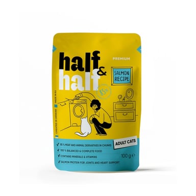 Вологий корм для кішок Half&Half шматочки з лососем у желе 100 г (4820261920901) - фото 1