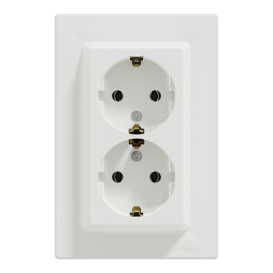 Розетка Schneider Electric ASFORA із заземленням подвійна біла 16А (EPH9900121) - фото 1